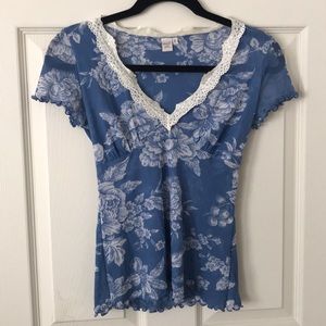 Light Blue Floral Beach Blouse